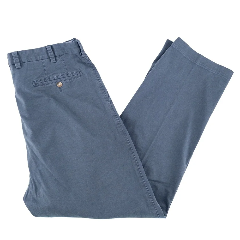 Peter Millar Mens 38x30 Soft Touch Flat Front Trousers Pants Blue Pima Cotton
